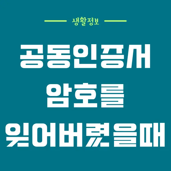 인증서 암호 찾기, 재발급 방법 (공동인증서, 공인인증서)